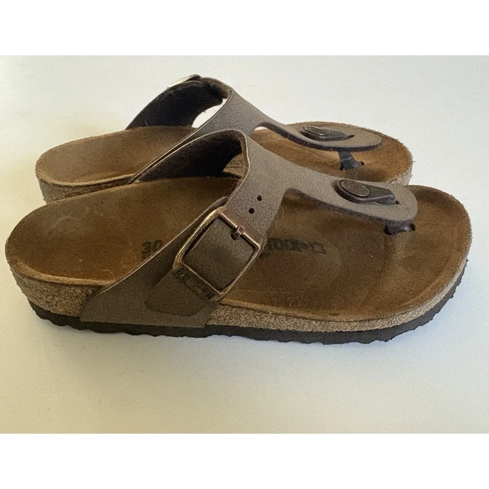 Birkenstock Gizeh Mocha Brown Birkibuc Kids 30 US 12.5 T-Strap Sandals